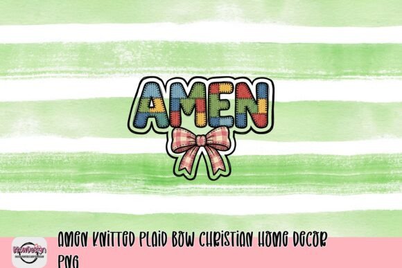 Amen Knitted Plaid Bow PNG for T-Shirt Designs