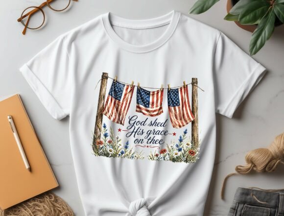 American Flag Christian PNG: Patriotic T-Shirt Designs