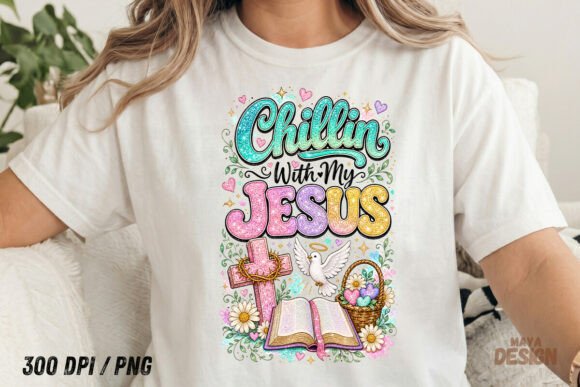 Chillin with My Jesus Christian PNG T-Shirt Designs