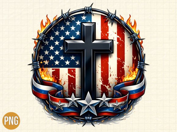 Christian American Flag Cross USA PNG