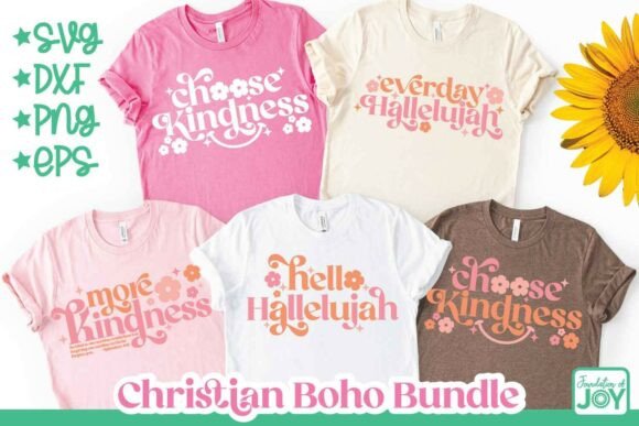 Christian Boho Quote Bundle, Positive T-Shirt Designs