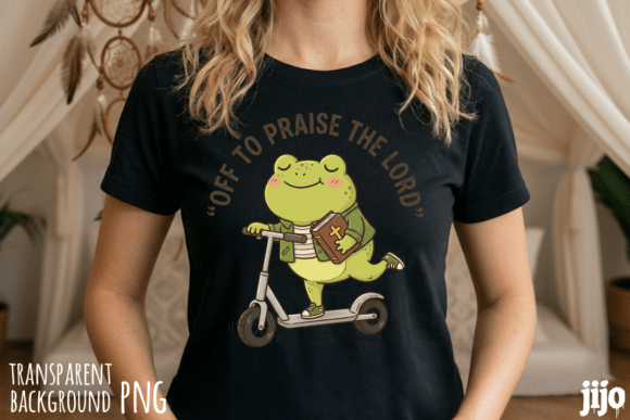 Christian Frog Bible Scooter PNG T-Shirt Designs