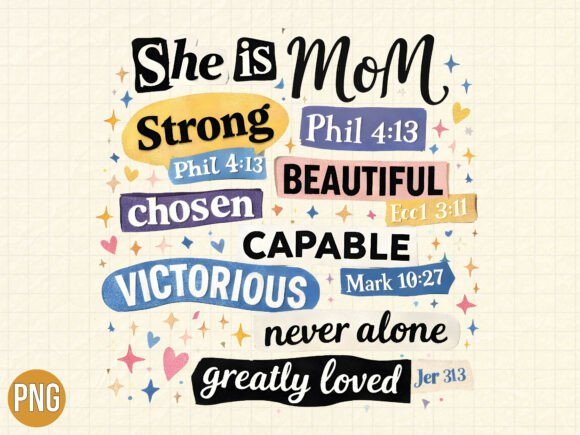 Christian Mother Verses She is Mom PNG T-Shirt Designs