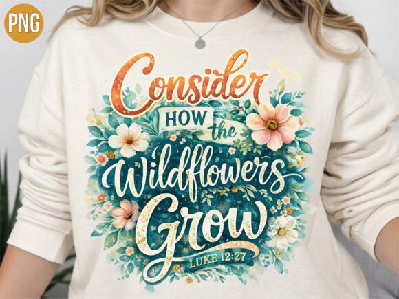 Consider Wildflowers Grow Christian PNG T-Shirt Designs