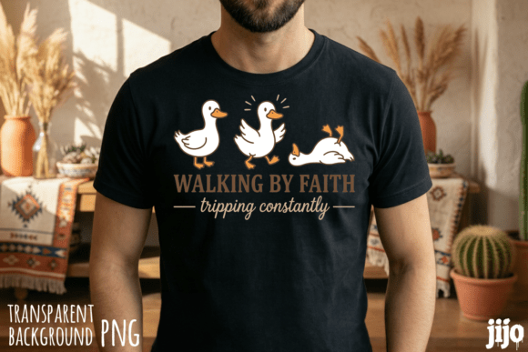 Duck Walking Faith Christian PNG T-Shirt Designs