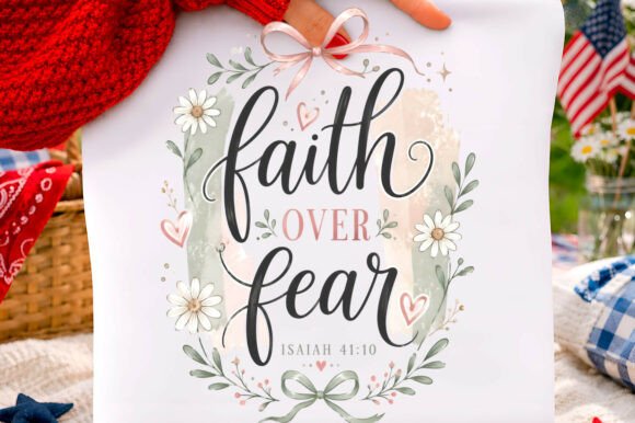 Faith over Fear PNG: Christian T-Shirt Designs
