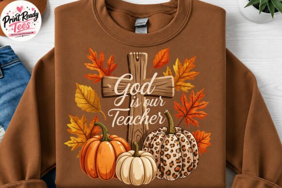 God is Our Teacher PNG, Christian Fall T-Shirt Designs