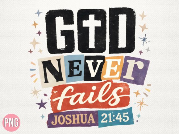 God Never Fails Bible Christian PNG for T-Shirt Designs
