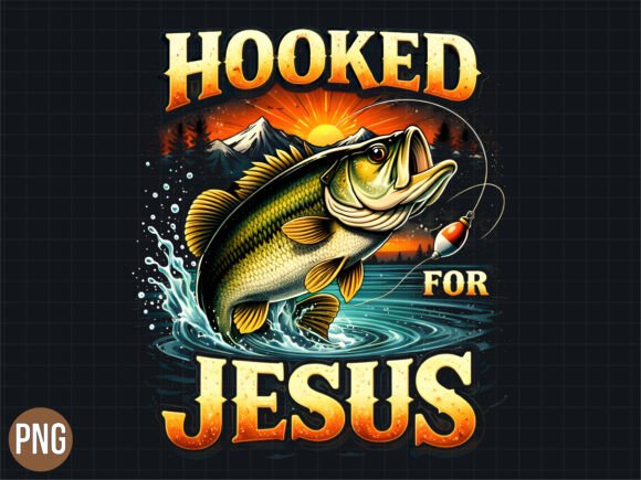 Hooked for Jesus Christian Fishing PNG T-Shirt Designs