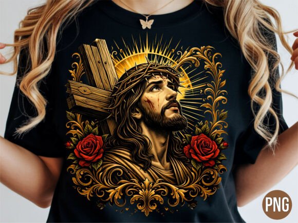 Jesus Christ Cross Crown of Thorns PNG for T-Shirt Designs