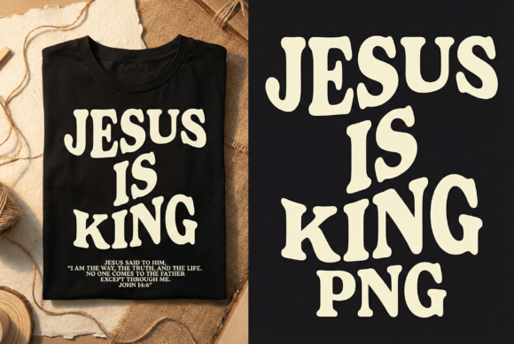 Jesus is King Christian Typography PNG for T-Shirt Designs