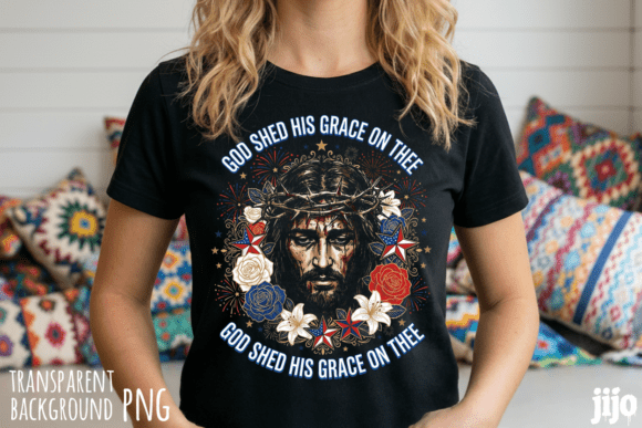 Jesus Patriotic Grace Crown PNG — T-Shirt Designs