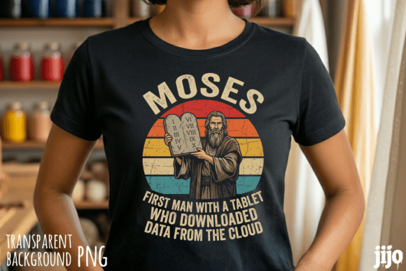 Moses Christian Tablet Cloud PNG: T-Shirt Designs