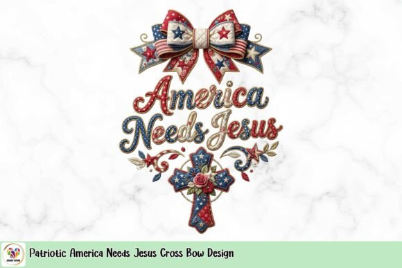 Patriotic America Needs Jesus Cross Bow Design