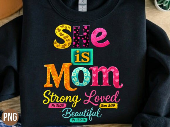 She is Mom Bible Patchwork PNG for T-Shirt Designs